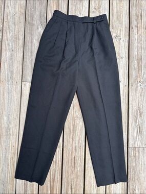 Hawksley & Wright | Black Pleated Y2K Wool Tailored High-Rise Trousers Size 12